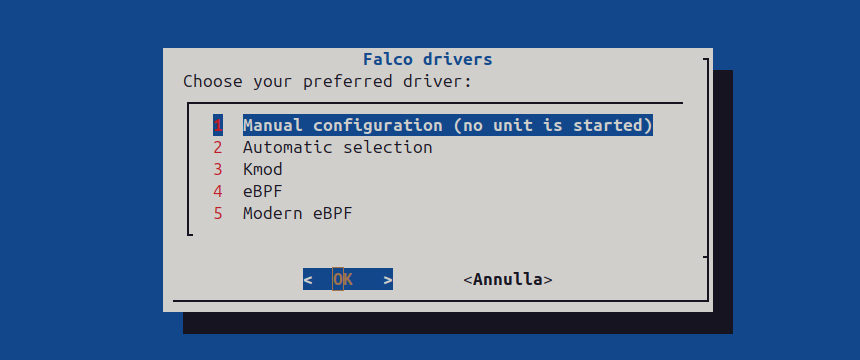 Dialog window - Choose the modern eBPF driver